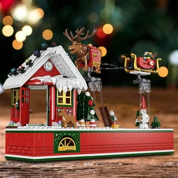 Mailackers Ziemassvētku Ciematu Uzstādīt Radītājs Ekspertu Santa Claus Skaitļi, Kas Peld Krēslā, Celtniecības Bloki, Ķieģeļi Ziemassvētku Eglīte Bērniem Rotaļlietas