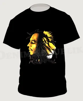Marley Lauva Melns T-Krekls Marley Dzelzs Lauva Regeja Bob Jamaika 2019 Īsām Piedurknēm Kokvilnas Cilvēks Apģērbi Topi Homme Pamata T krekls