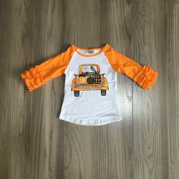 Meitene Halovīni triks vai ārstēšanai reglāns bērnu kritums reglāns ar pumpking kravas automašīnu meitene trīs ceturtdaļu piedurknēm krekls 15181