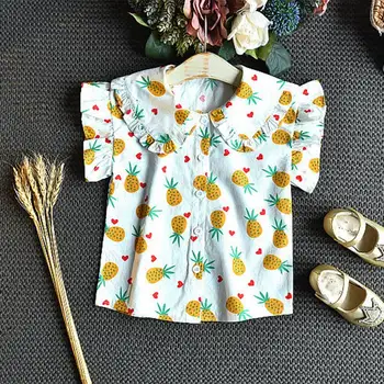 Meitene Kokvilnas Piedurknēm Ananāsu Drukāt Mežģīņu T-krekls+Tutu Svārki Toddler Bērniem Girl Vasaras Apģērbs Princese 2pcs Set Suits 12998