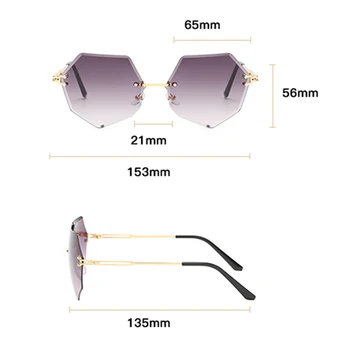 Modes bez apmales Saulesbrilles Sieviešu Nelegālo Objektīvs Vintage Briļļu Dāmas Luksusa Daudzstūris, Saules Brilles UV400 Oculos De Sol Feminino