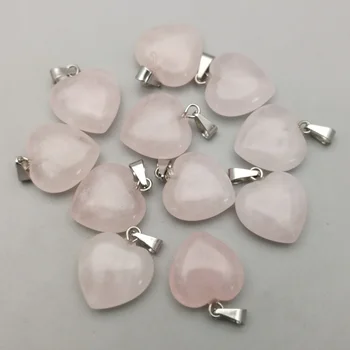 Modes dabas rožu kvarca kulons akmens piekariņi rozā kristāla mazo sirdi, kuloni, rotaslietas pieņemšanas 50gab Vairumtirdzniecība