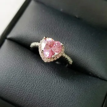 Moonso 925 Sterling Sudraba Gredzens Pirksta anel aneis CZ Ziedu Gredzens Sieviešu Rotaslietas Tīra Kāzu Iesaistīšanās R1707-rozā