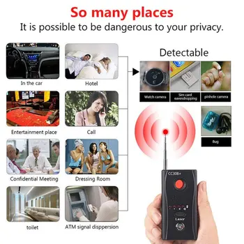 Multi-funkciju Anti-spiegu Kameru Detektoru GSM Audio Kļūdu Meklētājs GPS Signāla Lēca Tracker Atklāt Bezvadu Kameras Objektīvs Ierīces Meklētājs