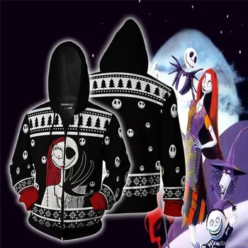 Murgs Pirms Ziemassvētkiem Drēbes Pelēkā Vārna Sporta Krekls Jack Skellington Sally Cosplay Halloween Kostīmu Vīriešu Tops Hoodies Mētelis