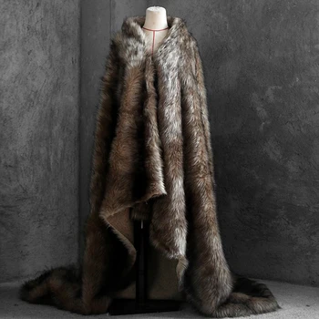 Mākslīgās fox kažokādas zāli auduma, bieza vilna, gariem matiem, lielo apģērbu dizainers, brūnas rudens ziemas audumu, apģērbu plīša kažokādas tissu telas