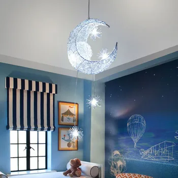 Mēness LED zvaigžņu lustra Guļamistaba Meitene istaba Bērnu istabas Lustra mūsdienu stila dekoru kulons spuldzes G4 Bērniem Spīdumi karājas