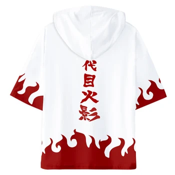 Naruto Cosplay Namikaze Minato T krekls, Kapuci Tees ar Īsām Piedurknēm Krekls T-krekls Pieaugušo