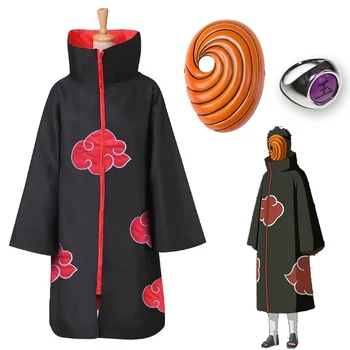 Naruto Uchiha Tobi Obito Akatsuki Cosplay Kostīmu Apmetni, Masku Halloween Vīrietis Sieviete Cosplay Tērpu Aksesuāri