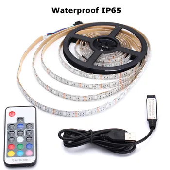 Nav Ūdensizturīgs/Ūdensizturīgs 0.5/1/2/3/4/5M 5V USB LED Strip Gaismas RGB 5050 String Lampu TV Atpakaļ, Apgaismojums Komplektā Ar Tālvadības pulti 30480