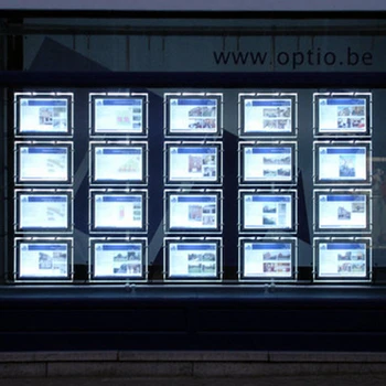 Nekustamo Īpašumu Birojs Logu LED Akrila Plakātu Rāmis Reklāmas Gaismas Kastes, Vadu Iekāršana Komplekti, Sistēmas A3 Ainavu Double Sided