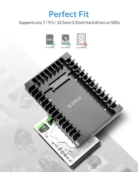 ORICO Cieto Disku Caddy 2.5 līdz 3.5 Atbalsta SATA 3.0 USB 3.0 6Gbps Atbalsts 7 / 9.5 /12.5 mm 2,5 collu SATA Hdd un ssd diski (1125SS)