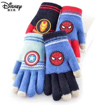 Oriģināls Disney-Bērnu Cimdi Rudens Un Ziemas Vilnas Puse-pirkstu Pilna pirkstu Siltā Skolēniem, Piecu pirkstu Zēns Zēns Spider-man 7057