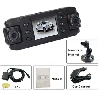 Oriģinālās Dual Objektīvs Automašīnas Kameras X8000 Full HD 1080P Ar GPS Tracker Divas Objektīvs Transportlīdzekļa Automašīnas DVR Dash Cam Diktofons G-sensors CA365