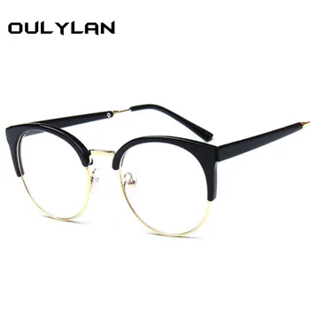 Oulylan Cat Eye Briļļu Rāmji Vīrieši Sievietes Pārredzamu Optisko Briļļu Metāla Brilles Rāmis Vienkāršā Objektīvs Sieviešu Skaidrs, Brilles 19368