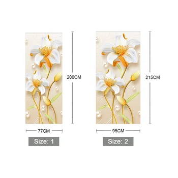 PVC Ūdensnecaurlaidīga 3D Ziedu Durvju Uzlīmes ir pašlīmējošas Sienas Uzlīmes Tapetes Dzīvojamā Istaba Guļamistaba Durvju Uzlīmes, Mājas Dekoru
