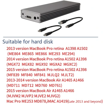 Par Macbook Air, Pro Retina 2013 2016 2017 Cietā Diska Kaste USB3.1 C Tipa USB uz Mac SSD Kameras