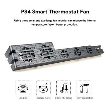Par PS4 Pro Dzesēšanas Ventilatori Spēļu Konsoles Sānu Stiprinājums Dzesēšanas Mašīna 5-Fani Super Turbo Uzņēmēja Temperatūras Kontroles Vēsāks