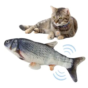 Pet Cat Rotaļlietas Elektriskās Catnip Zivju USB Lādējamu Wagging Lēkt Zivju Automātiskā Reālistiski Imitētas Plīša Zivju Kaķis Kaķēns Košļāt Rotaļlietas