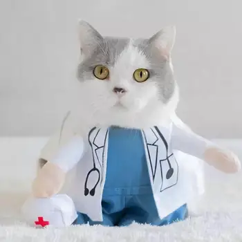 Pet Halloween Kostīms Suņu Kaķu Ārsts Kostīmu Pet Ārsts Apģērba Baltā Smieklīgi Cosplay Apģērbs Vienotu