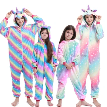 Pidžamas Meitenēm Zēniem Pieaugušajiem Dzīvnieku Pidžamas Komplekti Sleepwear Unicorn Pidžamu Kigurumi Unicornio Sieviešu Onesie Pidžamas Bērniem 32830