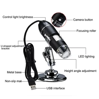 Pikseļu 500 X 1000X 1600X 8 LED Digitālā USB Mikroskops Microscopio Lupa Elektronisko Stereo USB Endoskopu Kamera