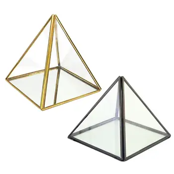 Piramīdas Uzglabāšanas Kaste Stikla Terārija Dizaina Rotaslietas Turētājs, Skaidrs, Slīpētas Sulīgs Gaisa Augu Poda Kastē Pot/Piemiņai Displejs Loku