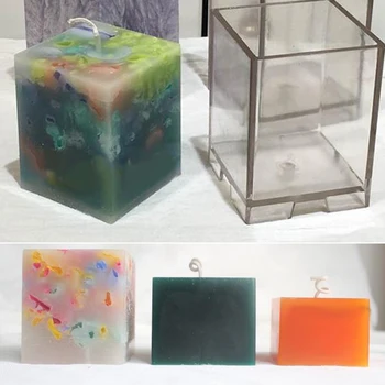 Plastmasas Laukumā Cube Svece Pelējuma, Ziepēm Pelējuma DIY Sveču liešana ar rokām Darinātas Sveces