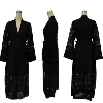 Plus Lieluma Samtu, Mežģīnes Acs Kimonos Mujer Ilgi Abaya Dubaija Boho Sieviešu Maxi Jaciņa Blūze Roupa Turku Islāma Apģērbi