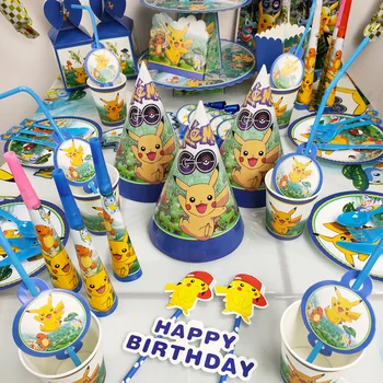 Pokemonu Pikaču Kabatas Monstriem, Dzimšanas dienas svinības Kopumu, Anime Figūras Ģimenes Puses Pusdienu Galda karikatūra raksturs Rīcības Attēls dāvanu