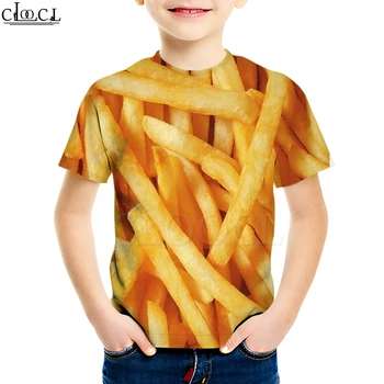 Pārtikas francijas Cepti Kartupeļi, T Kreklu, 3D Druka, Zeltaini frī Kartupeļi pelēkā vārna Zēns Meitene Krekls Toddler Harajuku Šorti Uzvalki