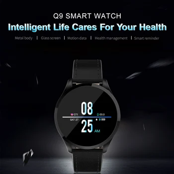 Q9 Vīriešu Smart Skatīties Fitnesa vieglatlētikas Atgādinājums Smartwatch Sirdsdarbības Monitoringa Tracker Aproce