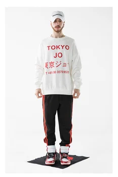 RAKSTS Vīriešiem Tokijā Jo sporta Krekls Hip Hop Streetwear Gadījuma Modes Krekli Rudens Ziemas garām Piedurknēm Džemperis pelēkā vārna