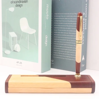 Radošā boutique divu krāsu izšūšanas koka pildspalvu lodziņā canbe pielāgotu LOGO dāvanas, lai uzņēmēji un draugiem un citiem labākās dāvanas