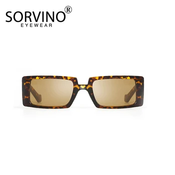 Retro 90s Taisnstūra Zaļa, Oranža, Saulesbrilles 2020. Gadam Sieviešu Modes Dizaina Leopard Frame Flat Top Saules Brilles Toņos Sieviešu A001