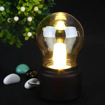 Retro Spuldzes Nakts Gaismu Uzlādējams Mini Galda Galda Lampa LED Nakts Lampa Guļamistaba Galda Lampa Sienas USB Gaisma Jauno Gadu Spuldzes