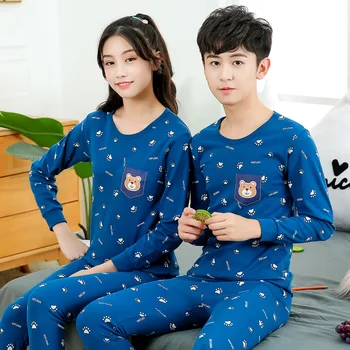 Rudens Ziemas Lielie Zēni, Meitenes Drēbes Pidžamas Komplekti Kokvilnas Pidžamas Kids Sleepwear Bērnu Homewear Pusaudzis Ilgtermiņa piedurknēm Pijamas Uzvalks