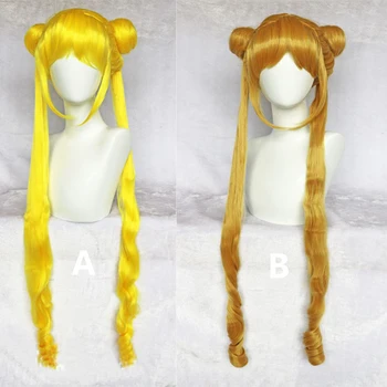 Sailor Moon Parūka Anime Cosplay Gari Blondi Mati cosplay parūkas Augstas Kvalitātes pret koroziju Izturīgiem Sintētiskiem Matiem Perucas Cosplay Parūka 653