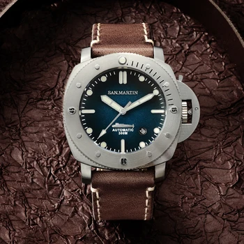 San Martin Jaunu PAM00382 Automātiskā Vīriešu Pulksteņi Safīra Stikls 300m Ūdensizturīgs Retro Nerūsējošā Tērauda nirt Rokas pulksteni мужские часы