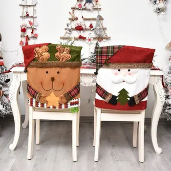 Santa Sniegavīrs Elk Krēslu Pārvalki Ziemassvētku Dekori Vakariņas Krēslu Ziemassvētki Klp Nosaka Vakariņu Galda Cepuri Krēsla Aizmugures Vāks