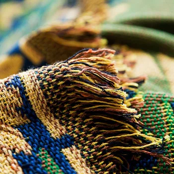 Saulespuķu Trikotāžas Mest Segu Kokvilnas Dīvāns Mest Segu Amerikāņu dīvāna spilvena valsts auduma mākslas dīvāns vāka segu Mājās Textil