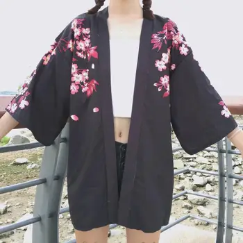 Sieviešu Harajuku Jaciņa Japāņu Kimono Vasaras Digitālā Drukā Brīvs Krekls Topi Gadījuma Sieviete Vīrietis Kimonos Mētelis