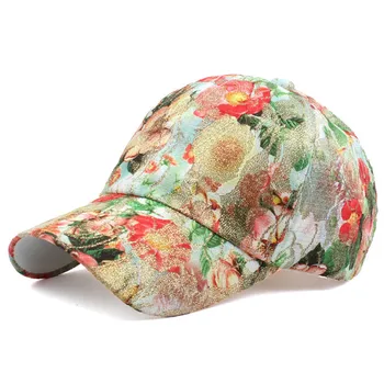 Sieviešu iespiesti ziedi beisbola cepure krāsains ziedi snapback cepure, pavasara vasaras modes āra cepure, kas darbojas ar velosipēdu beach sunhat
