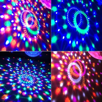 Skaņas Aktivizēta Rotējošo DJ Disco Party Gaismas 3W RGB LED Strobe Gaismas Mini Burvju Bumbu, Krāsains Gaismas Josla Kluba Skatuves Lampu Efekts