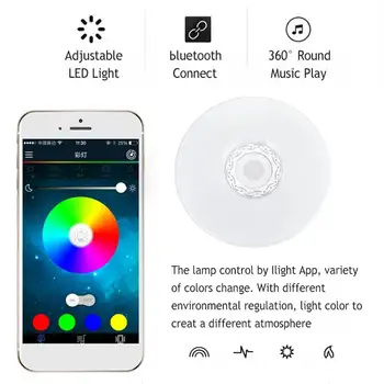 Smart Griestu Gaismas RGB Regulējamas Ar bluetooth Speaker Phone Tālvadības Mūzika LED Griestu Lampas Mājas Apgaismes Armatūra
