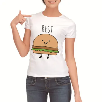 Smieklīgi Dizains Labākais Draugs Piedāvātos T-Krekls BFF T Krekls Sievietēm Fast Food Tee Krekls Femme Kokvilnas Topi, t-veida, Hamburgeru un Frī kartupeļiem