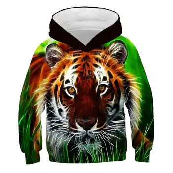 Smieklīgi Tiger Hoodies, Lai pusaudzis meitene Modes rudenī Gadījuma bērnu zēnu drēbes 3D Tiger ģimenes sporta Krekls Karikatūra Streetwear augšu 23164