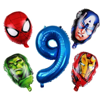 Spiderman Captain America, iron Man apaļu balonu Bērnu Dušas Numuru Balonu happy Birthday Puse Dekori Bērnu Rotaļu Lateksa bumbu 15108