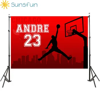 Sunsfun 7x5FT Red Basketbola Tiesa Tēmu Dzimšanas dienas Svinības Fona Foto Studija Kamera Fotografica 35838