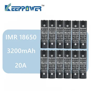 Sākotnējā 12 gab KeepPower IMR 18650 akumulatoru 3200mAh 3,7 V maksimālā 20A izlādes strāvas šūnu piliens kuģniecība
